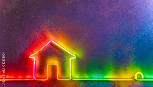 Linie eines Hauses LED licht.  photo