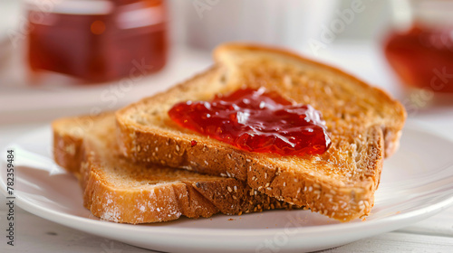 Delicious Slice of Toast with Jam on a White