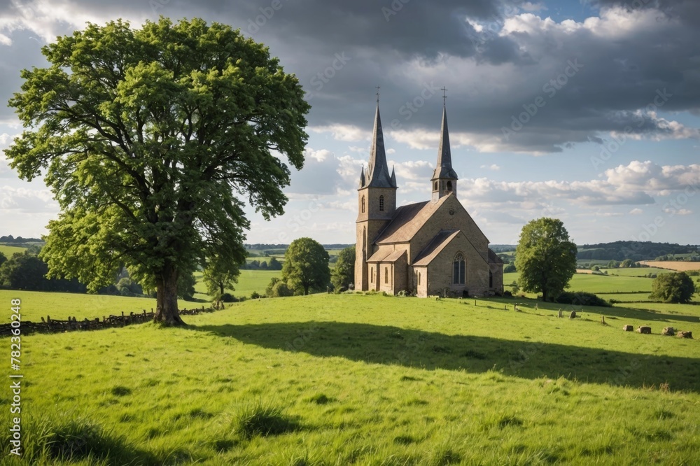 Rural landscape with a church