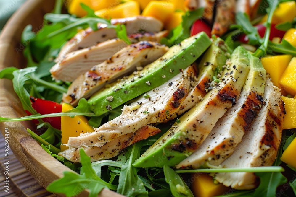 Salad with smoked chicken mango avocado arugula Salad with smoked chicken mango avocado arugula