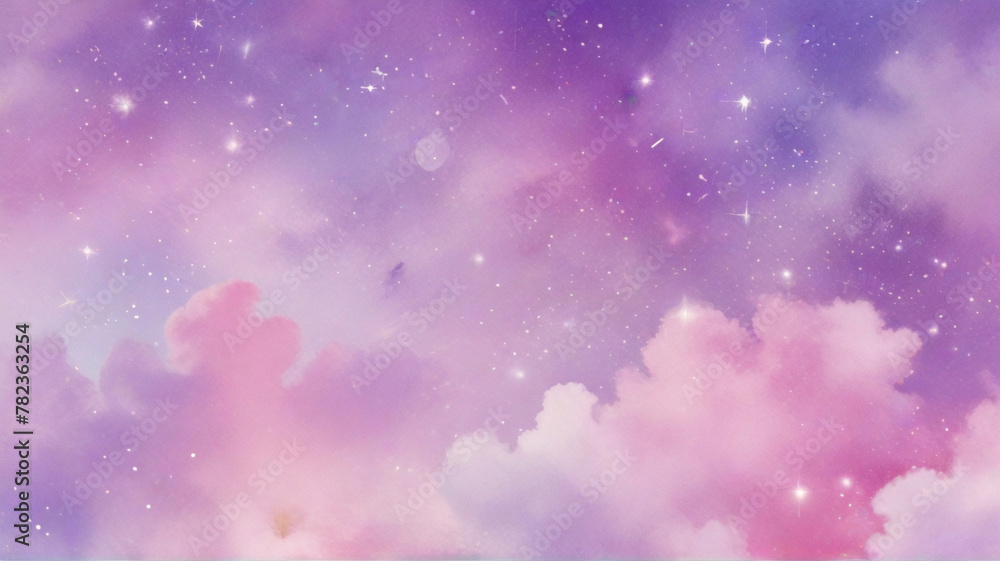 Kawaii Fantasy Pastel Colorful Sky with Clouds and Stars Background in Paper Cut and Paste Style Kawaii Fantasy Pastel Colorful Sky with Clouds and Stars Background in Paper Cut and Paste Style