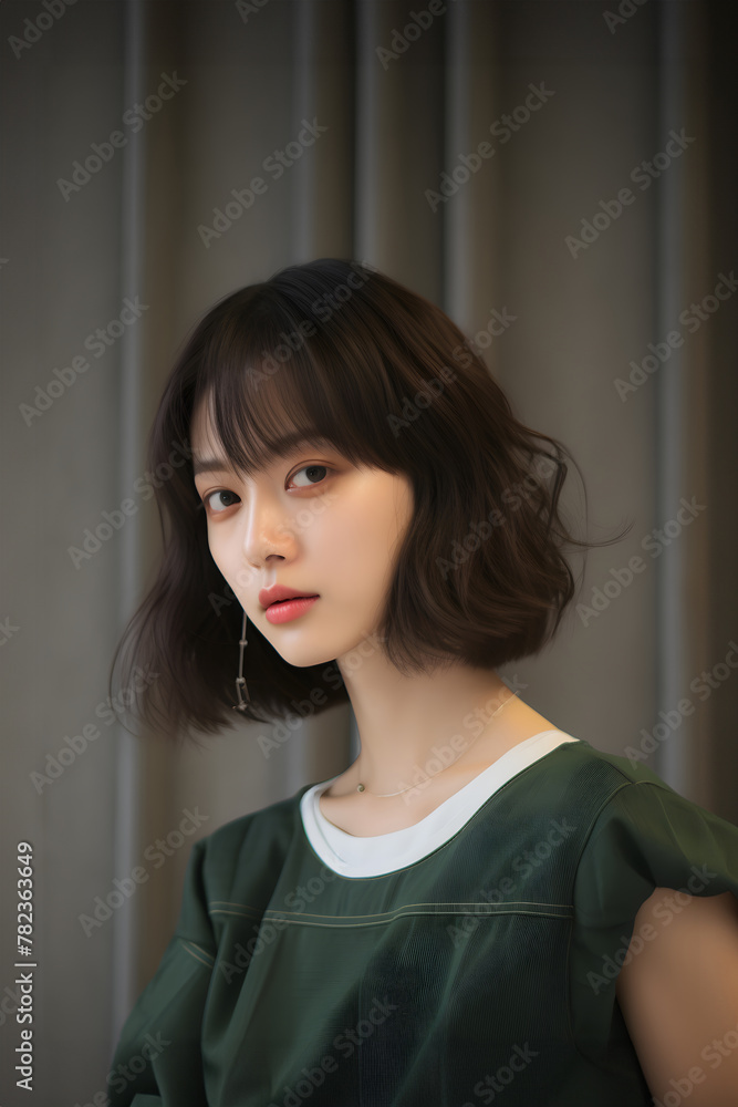Elegant fashion: Korean model showcasing modern chic style Elegant fashion: Korean model showcasing modern chic style