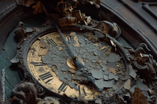 Wallpaper Mural Shattered Clock Dial Fragmented Into Pieces, Creating a Stunning Closeup Shot in HDR Format. Torontodigital.ca