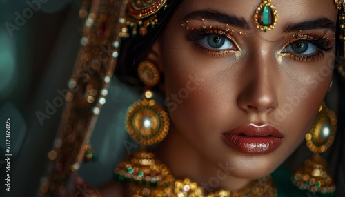 Stunning lady adorned with jewels