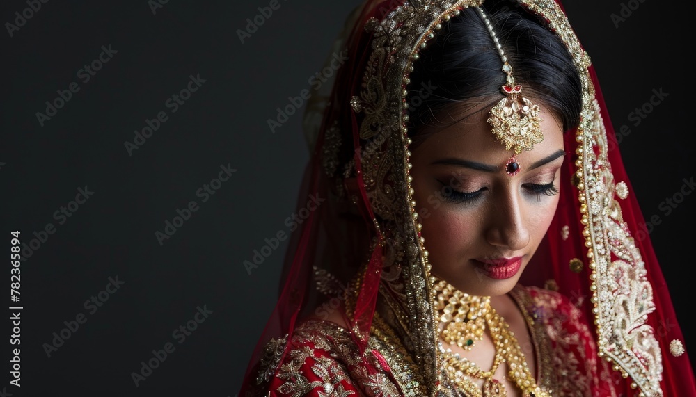 Studio portrait of a stunning Indian Muslim bride
