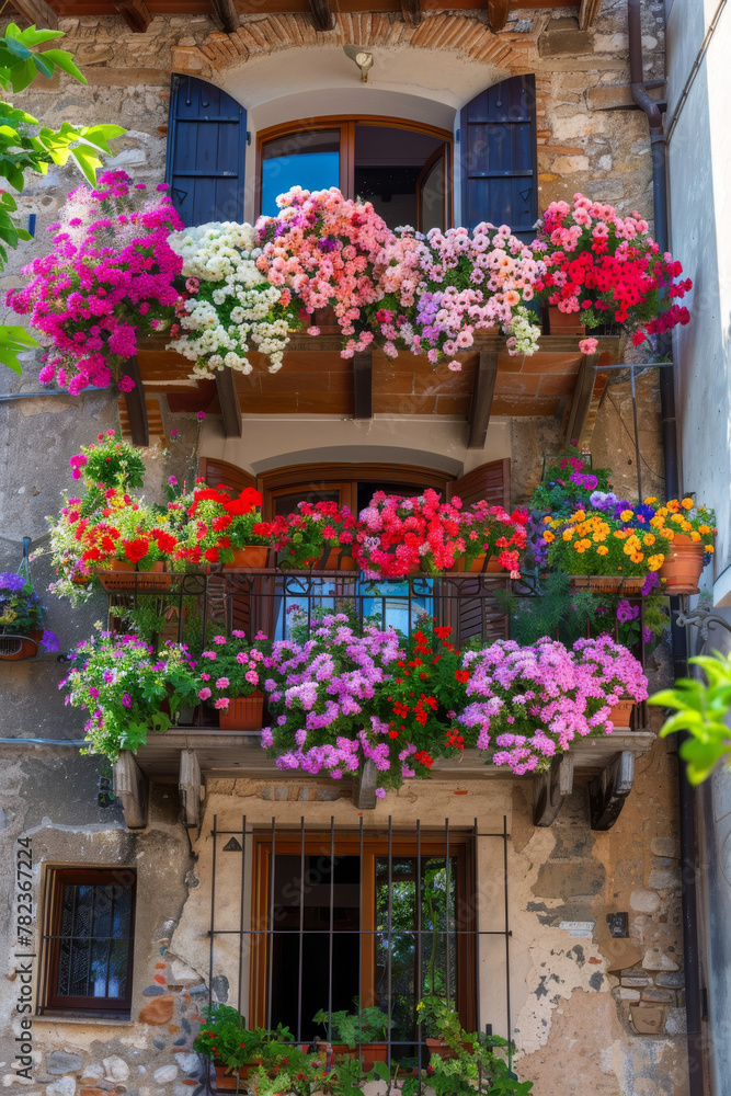 Fototapeta premium Italian Petunia Balcony - Colorful Summer Scene 