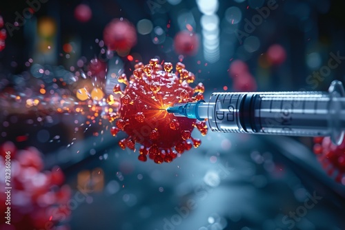 A syringe injecting liquid into a cell during a macro photography event photo