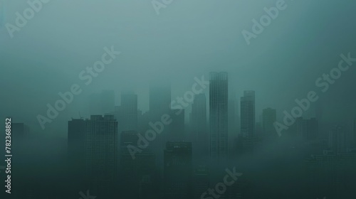 Majestic City Silhouette in Misty Morning Light