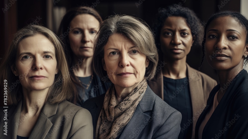 Obraz premium Diverse Women in Mid-Career: Office Scene Generative AI