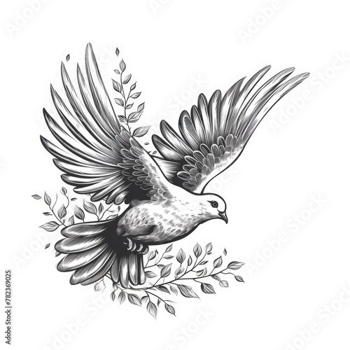 Graceful Dove in Monochrome Splendor Generative AI photo