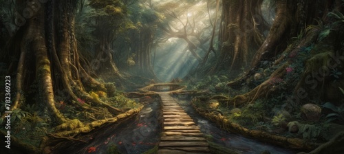 Enchanting Fantasy Forest Path Generative AI