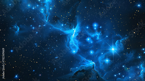 Stunning blue nebula with star constellations, perfect for high-tech or futuristic creative concepts