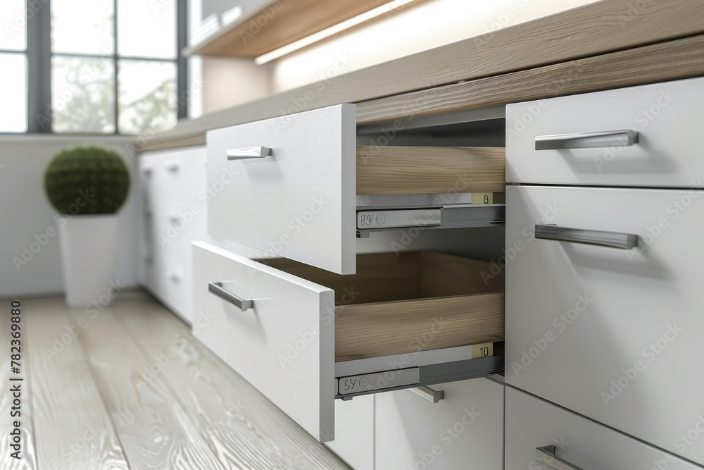 Open drawer in wall mounted filing cabinet business administration concept Open drawer in wall mounted filing cabinet business administration concept