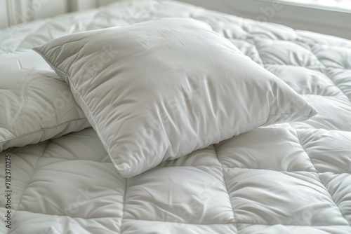 Orthopedic pillow and quilted mattress create a comfortable bed for rest