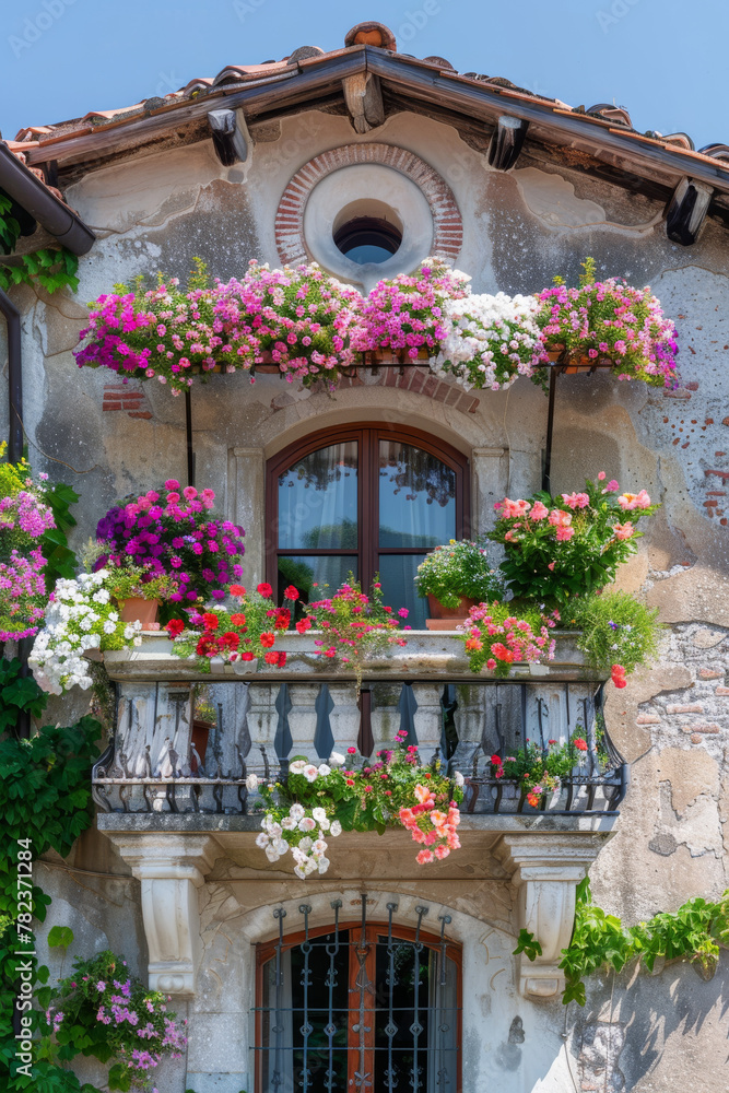 Italian Petunia Balcony - Colorful Summer Scene