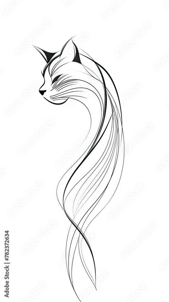 Minimalist Line Drawing of Feline Generative AI Minimalist Line Drawing of Feline Generative AI