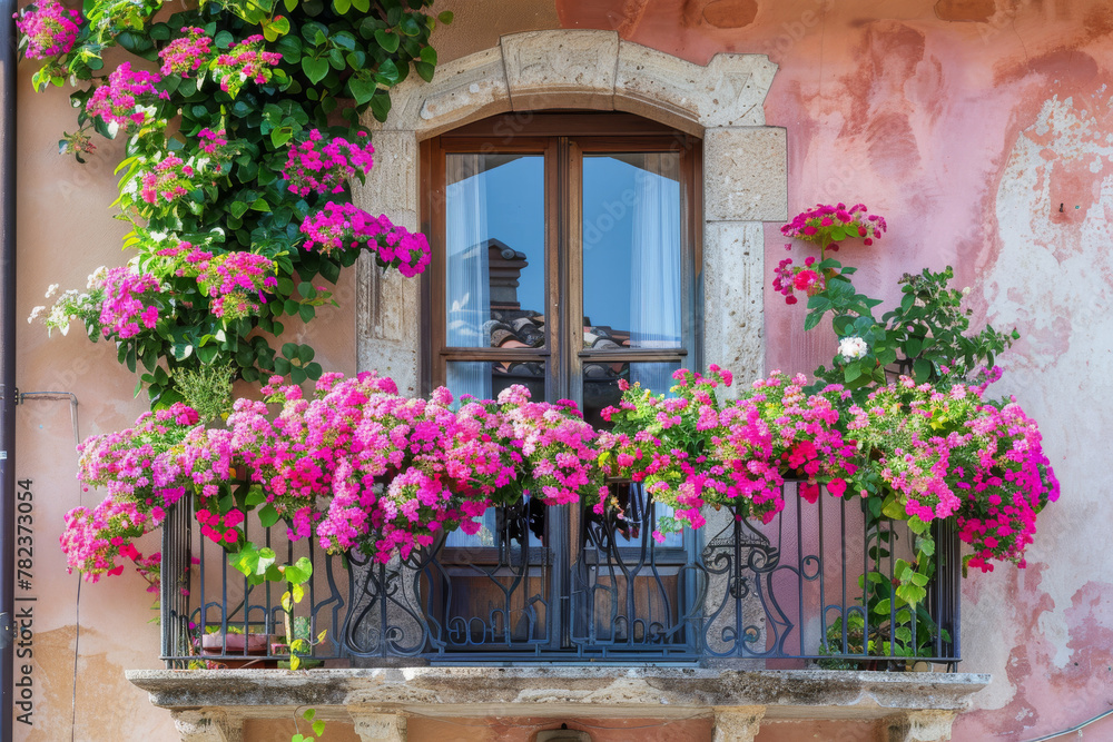 Fototapeta premium Italian Petunia Balcony - Colorful Summer Scene 