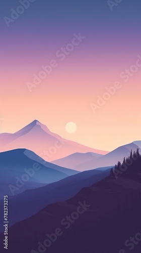 Serene Lavender-Hued Mountainscape at Dusk Generative AI © AlexandraRooss