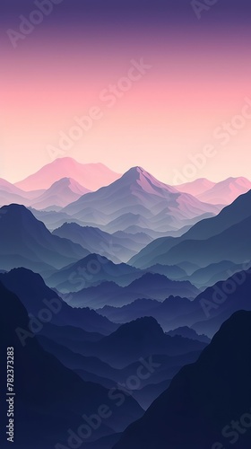 Minimalist Mountain Landscape at Dusk Generative AI © AlexandraRooss