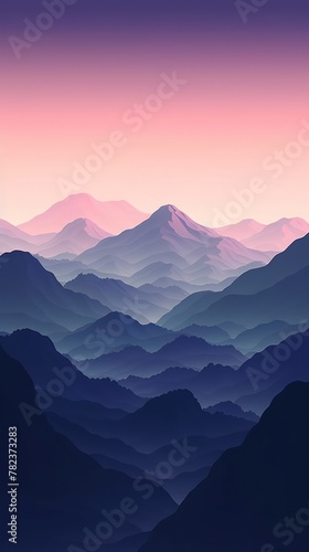 Minimalist Mountain Landscape at Dusk Generative AI