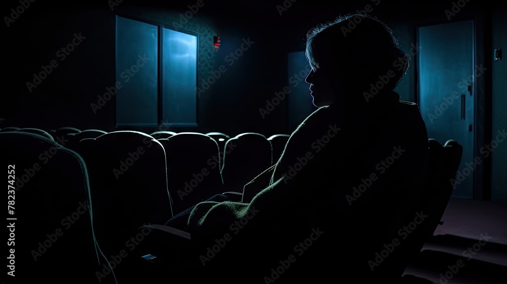 Captivated Movie Viewer in the Dark Generative AI Captivated Movie Viewer in the Dark Generative AI