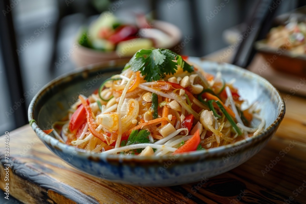Thai papaya salad called somtum Thai papaya salad called somtum