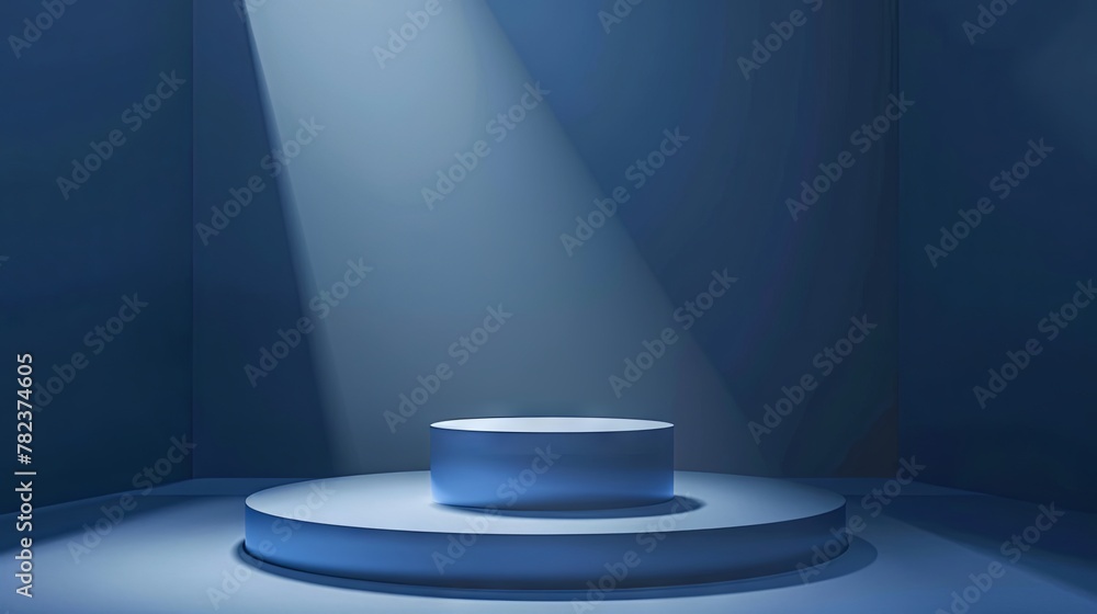 Neavy blue background for product presentation Blue background for product presentation with empty podium, shadows and light Neavy blue background for product presentation Blue background for product presentation with empty podium, shadows and light