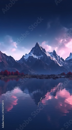 Serene Mountain Lake at Twilight Generative AI