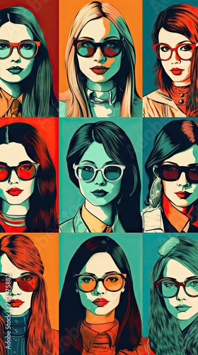 Stylish Women Wearing Glasses - Illustration Generative AI