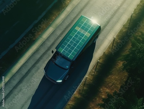 Solar-powered car in realistic art style Generative AI photo