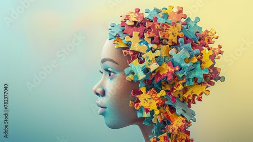 Vibrant Puzzle Pieces Converging into Neurodiversity Metaphor