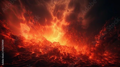 Fiery Apocalyptic Sky with Smoke and Flames Generative AI