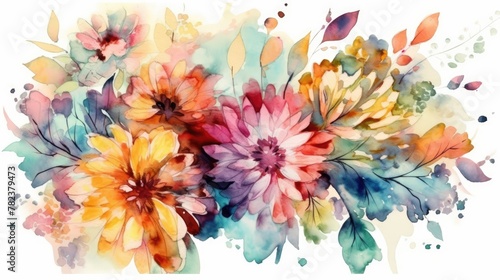 Vibrant Watercolor Floral Arrangement Generative AI