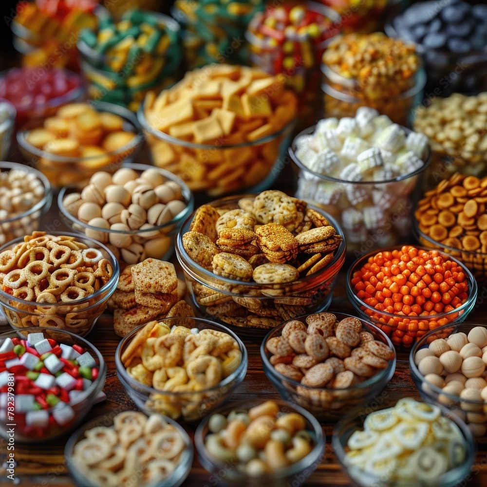 Assortment of Delectable Snacks and Trail Mixes for Outdoor and Indulgence