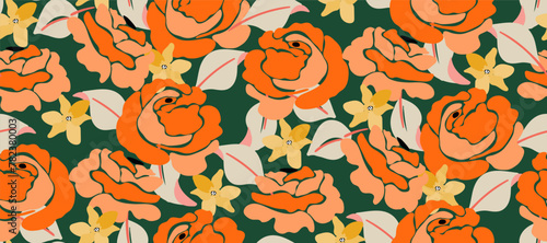 Cute feminine   seamless pattern with wildflowers.