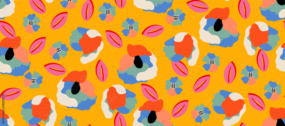 Simple minimalistic summer tropical floral seamless pattern Simple minimalistic summer tropical floral seamless pattern