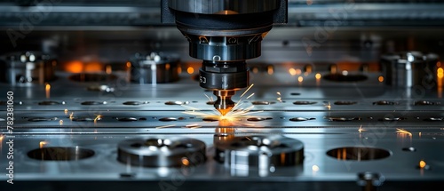 Precision in Progress: CNC Machine Crafting with Modern Flare. Concept Metalworking, Precision Engineering, Cutting-Edge Technology, CNC Machining, Innovative Manufacturing
