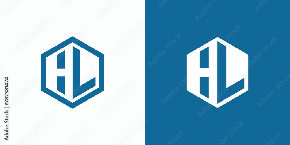Vector logo design for the initials H L in a hexagon shape with a modern, simple, clean and abstract style. Vector logo design for the initials H L in a hexagon shape with a modern, simple, clean and abstract style.