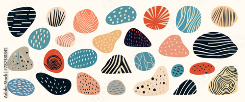 beauty of abstract art with this set of vector illustrations, featuring objects inspired by the unique textures of stones