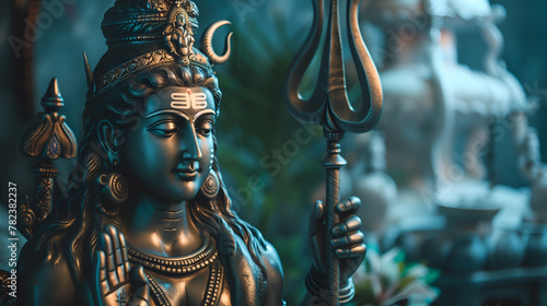Shiva God Statue image with copy space photo