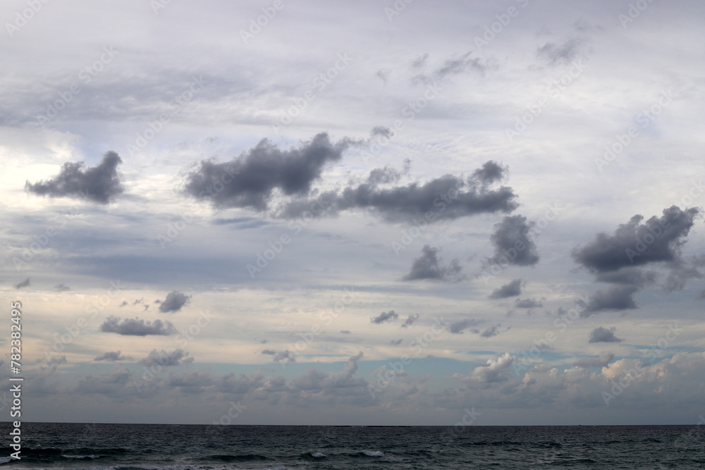 Rain clouds in the sky over the Mediterranean Sea. Rain clouds in the sky over the Mediterranean Sea.