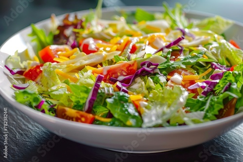 Healthy salad with cabbage slices
