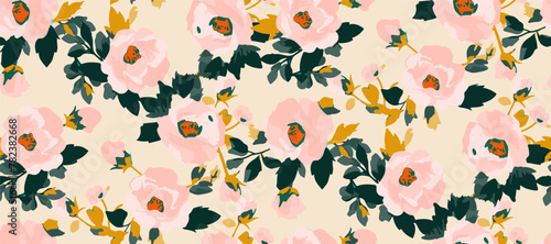 Cute feminine   seamless pattern with wildflowers.