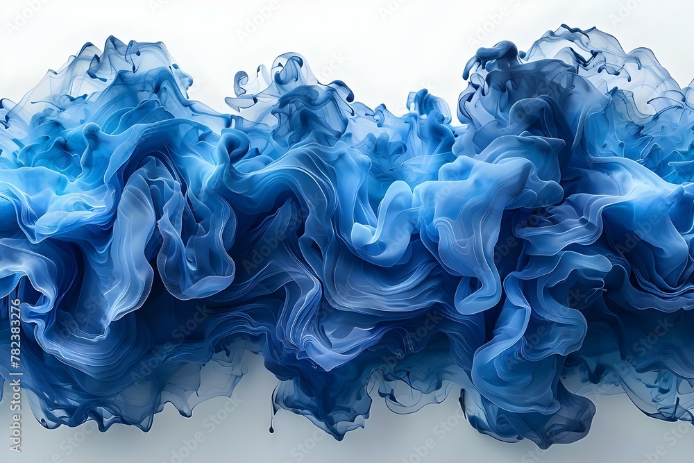 Azure Waves: A Symphony of Ink in Motion. Concept Ink Art, Ocean Colors, Water Motion, Poetry of Azure Waves, Aquatic Symphony - obrazy, fototapety, plakaty 