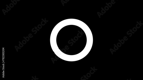 Loading spinning, load wheel animation. Download waiting. White circle isolated on a black background. 4k motion graphics with alpha and transparent background.