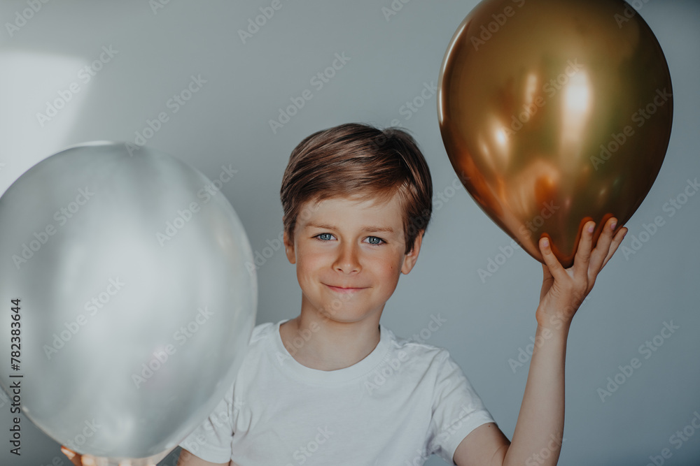 Portrait of handsome smiling boy with balloons Portrait of handsome smiling boy with balloons