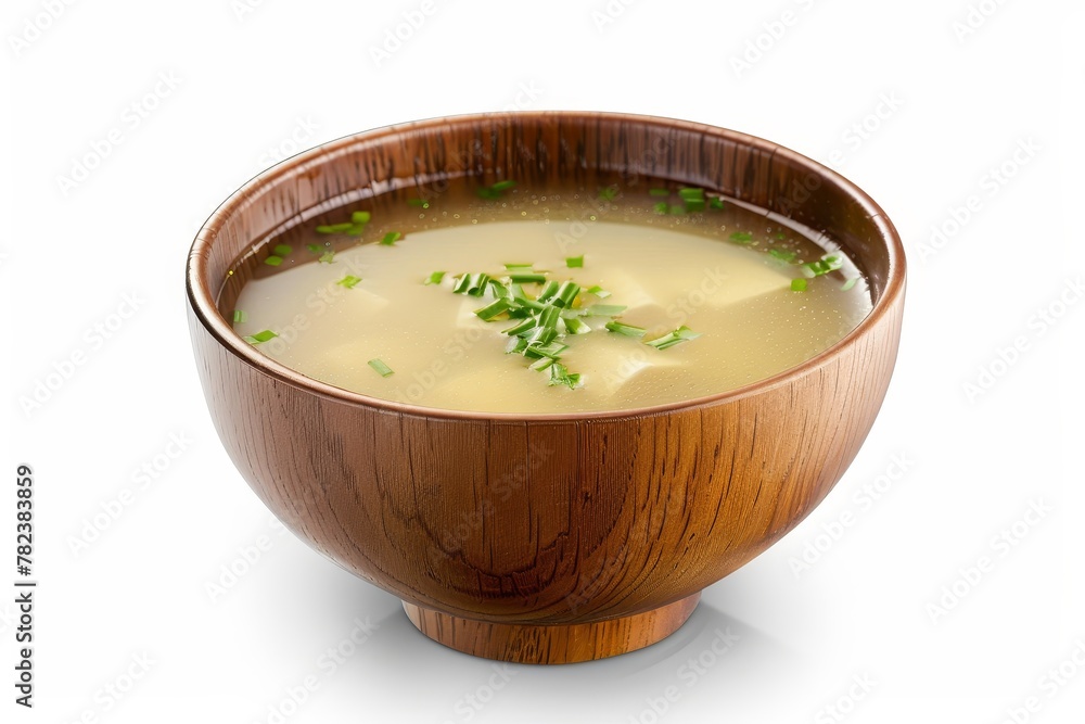 Isolated bowl of miso soup on white background with clipping path Isolated bowl of miso soup on white background with clipping path