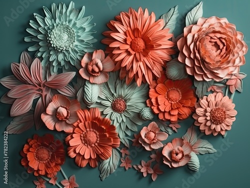 Retro-Inspired Floral Arrangement in Pastel Hues Generative AI