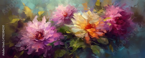 Vibrant Digital Floral Painting Generative AI
