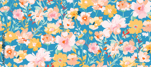Cute feminine   seamless pattern with wildflowers.